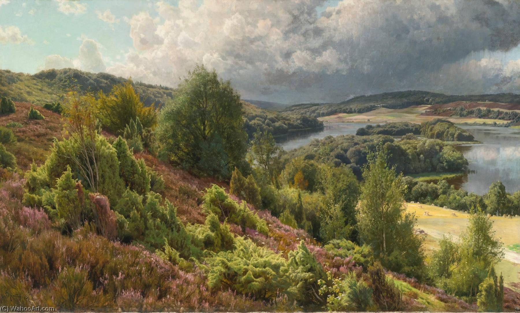 Heather Covered Hills By The Lakes Near Silkeborg — Peder Mørk Mønsted