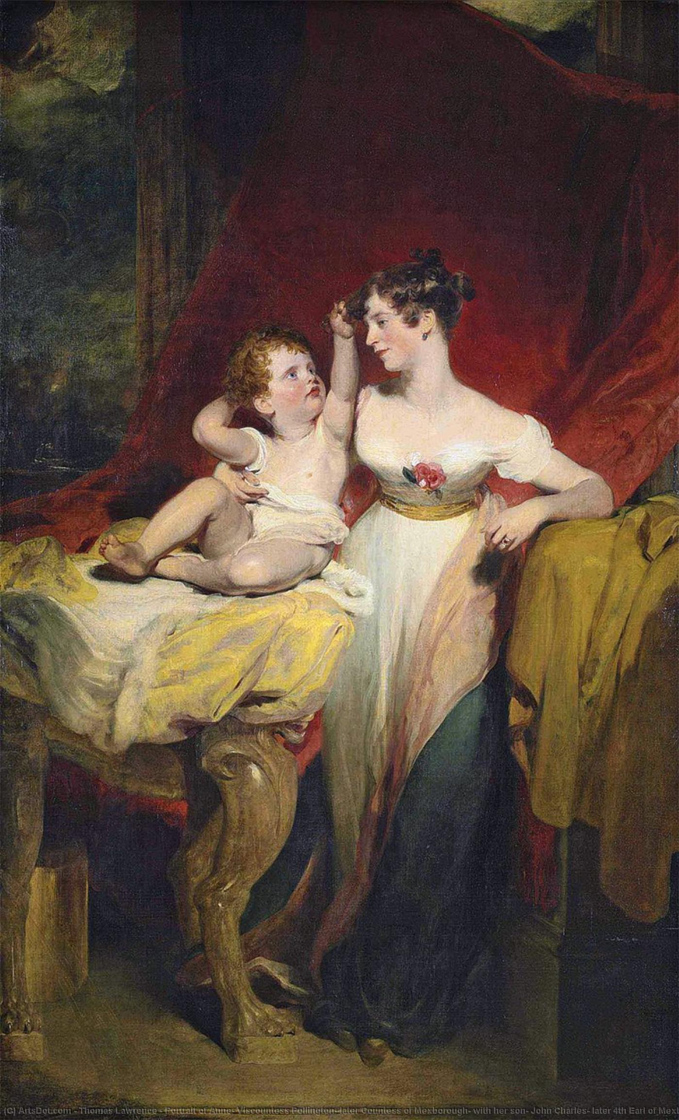 Portrait Of Anne, Viscountess Pollington, Later Countess Of Mexborough, With Her Son, John Charles, Later 4th Earl Of Mexborough, Full Lenth — Sir Thomas Lawrence