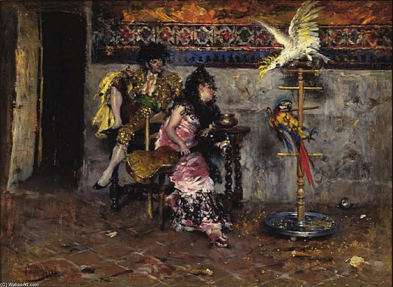 Couple In Spanish Dress With Two Parrots (el Matador) — Giovanni Boldini