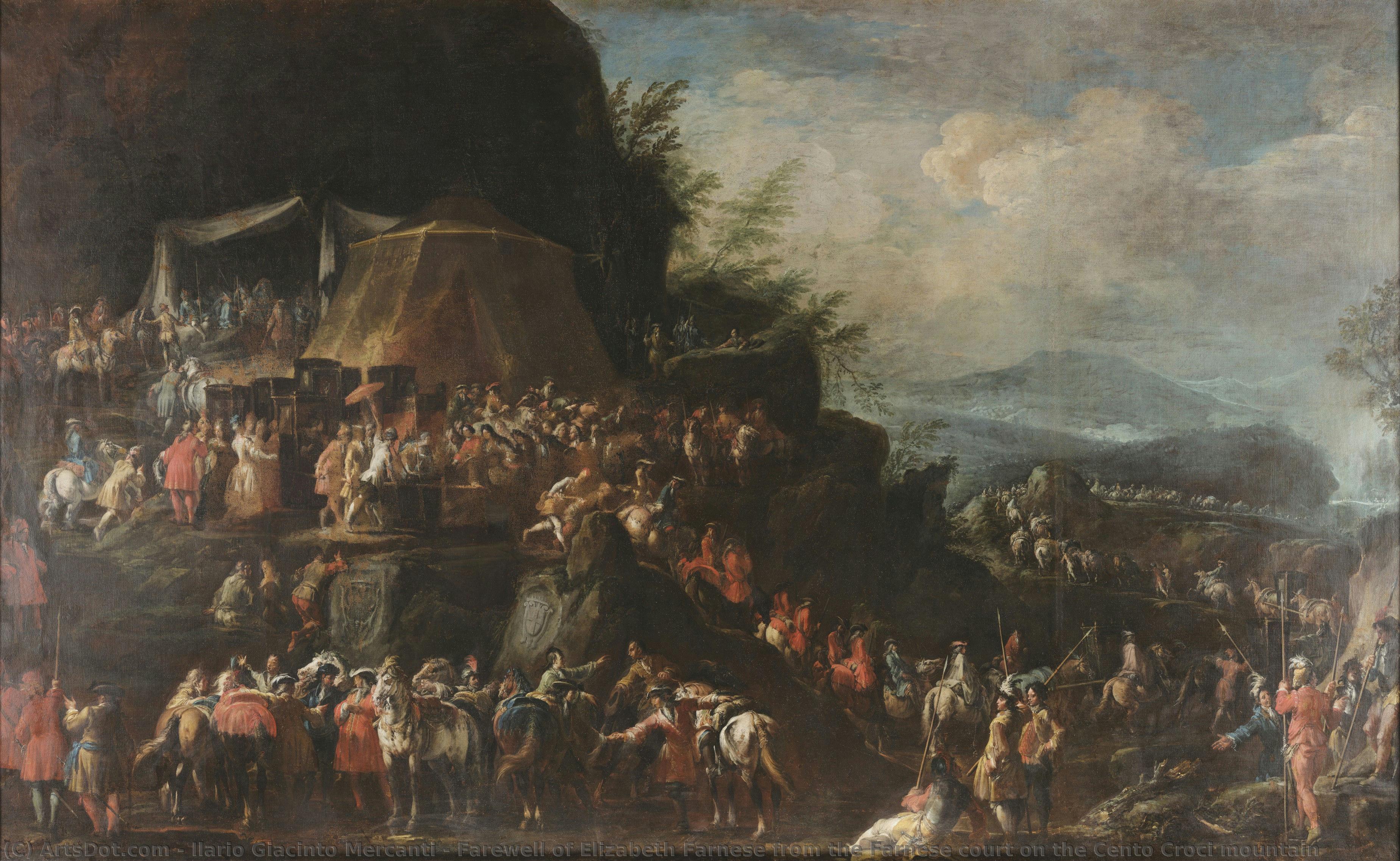 Farewell Of Elizabeth Farnese From The Farnese Court On The Cento Croci Mountain — Ilario Giacinto Mercanti