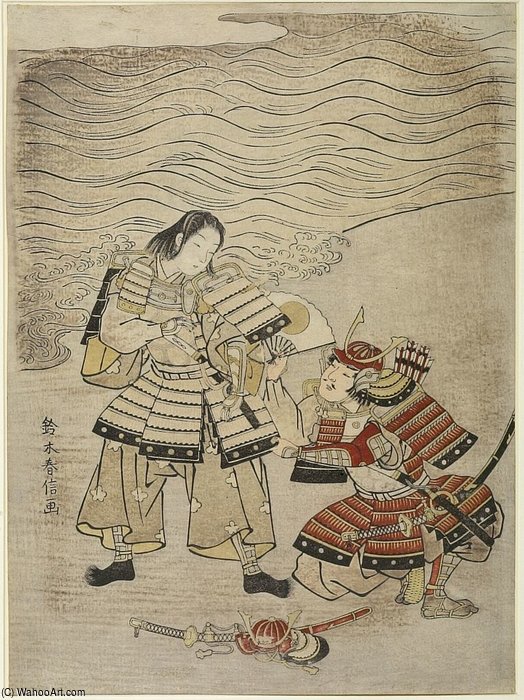 Warriors Kumagai Naozane And Taira No Atsumori At Ichinotani — Suzuki Harunobu