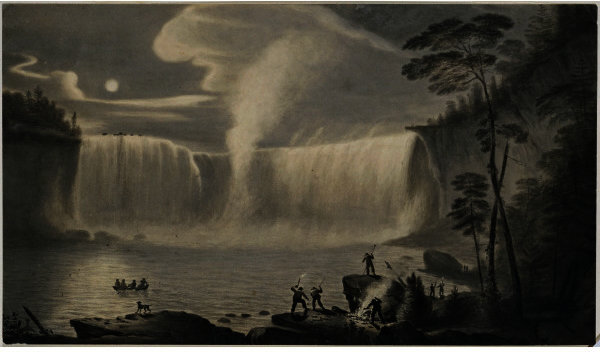 Niagara Falls With Night Fishermen — Alvan Fisher