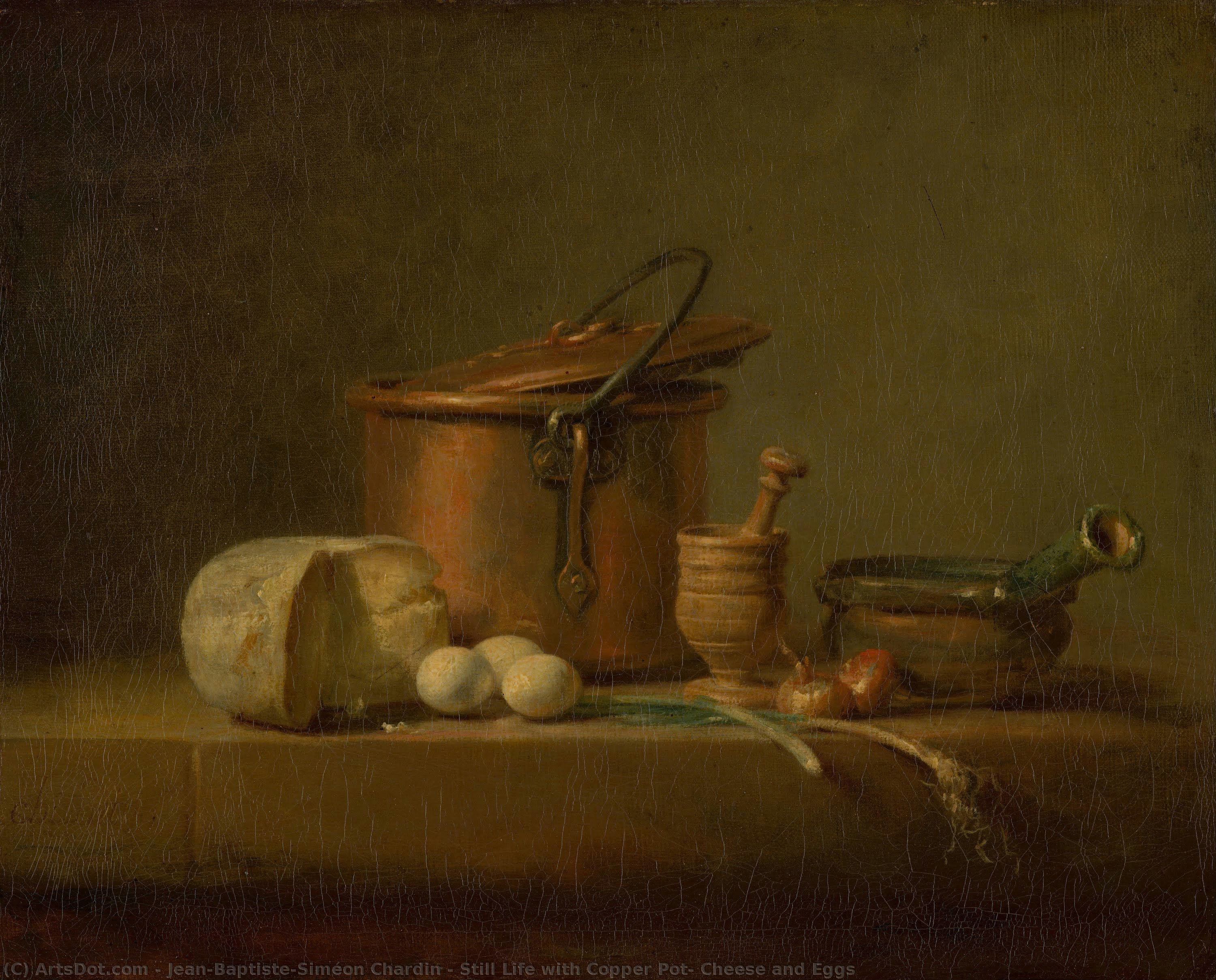 Still Life With Copper Pot, Cheese And Eggs — Jean-baptiste-siméon Chardin