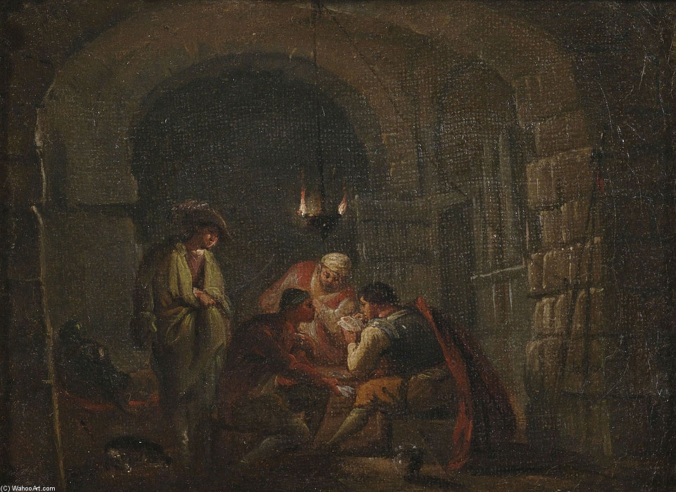Wachstubeninterieur Mit Kartenspielern — Jean Baptiste Lallemand