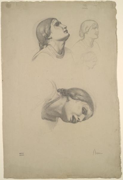 Cuatro Estudios De La Cabeza De Una Joven Mujer — Hilaire-germain-edgar Degas