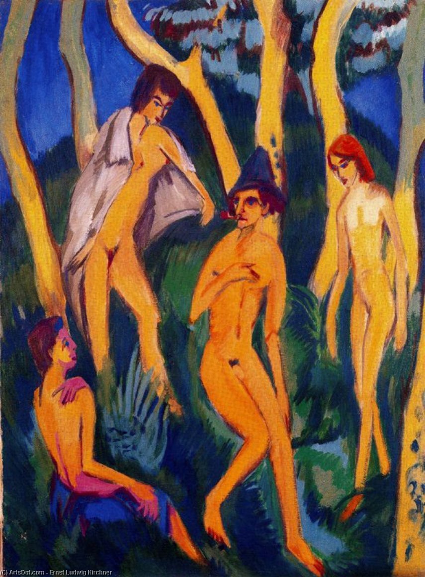 Cuatro Desnudos Bajo Los Árboles — Ernst Ludwig Kirchner