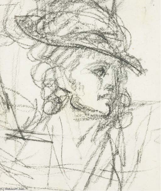 Jeune Femme En Buste Portant Un Chapeau Tournée Vers La Droite — Henri Pierre Danloux
