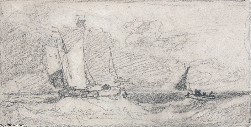 Sailing Wherries And Boats In A Choppy Sea — John Sell Cotman