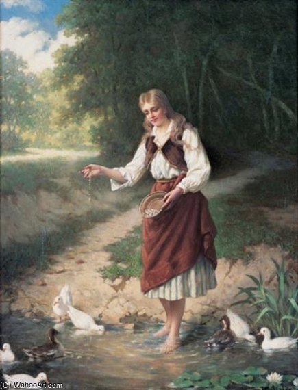 Feeding Her Pets — Jan Frederik Pieter Portielje