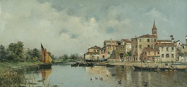 A View Of A Venetian Canal — Antonio Maria De La Concepcion Reyna Manescau