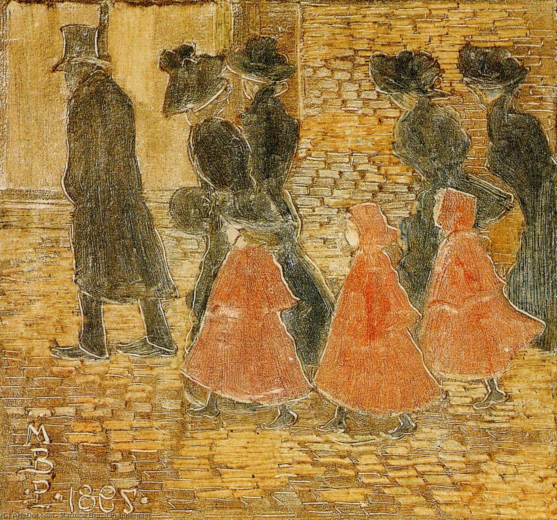 Three Little Girls In Red — Maurice Brazil Prendergast