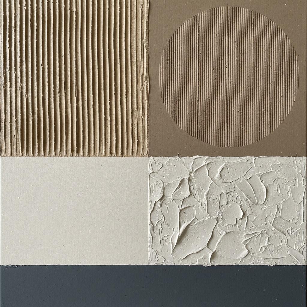 Monolithic Quadrants In Earth Tones With Rhythmic Striations And Sculptural Impasto Relief — David Moreau