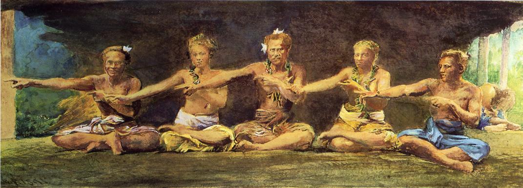 Siva Dance, Five Figures, Vaiala, Samoa, Taele Weeping In The Corner — John La Farge