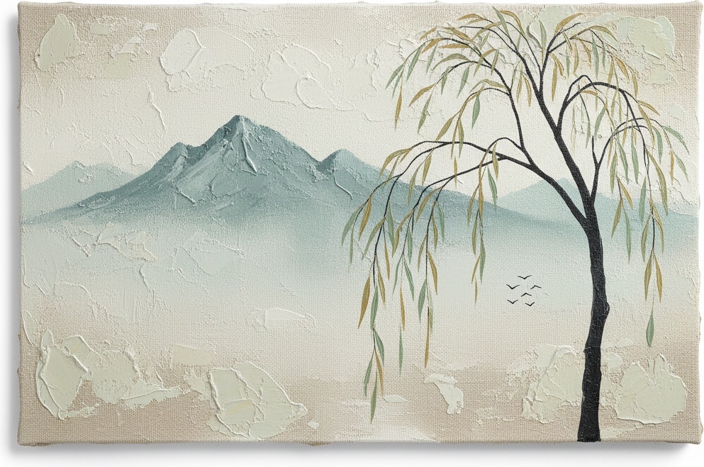 Ethereal Whispers Of The Willow Amidst A Silent Misted Mountain Landscape — Laurent Roche