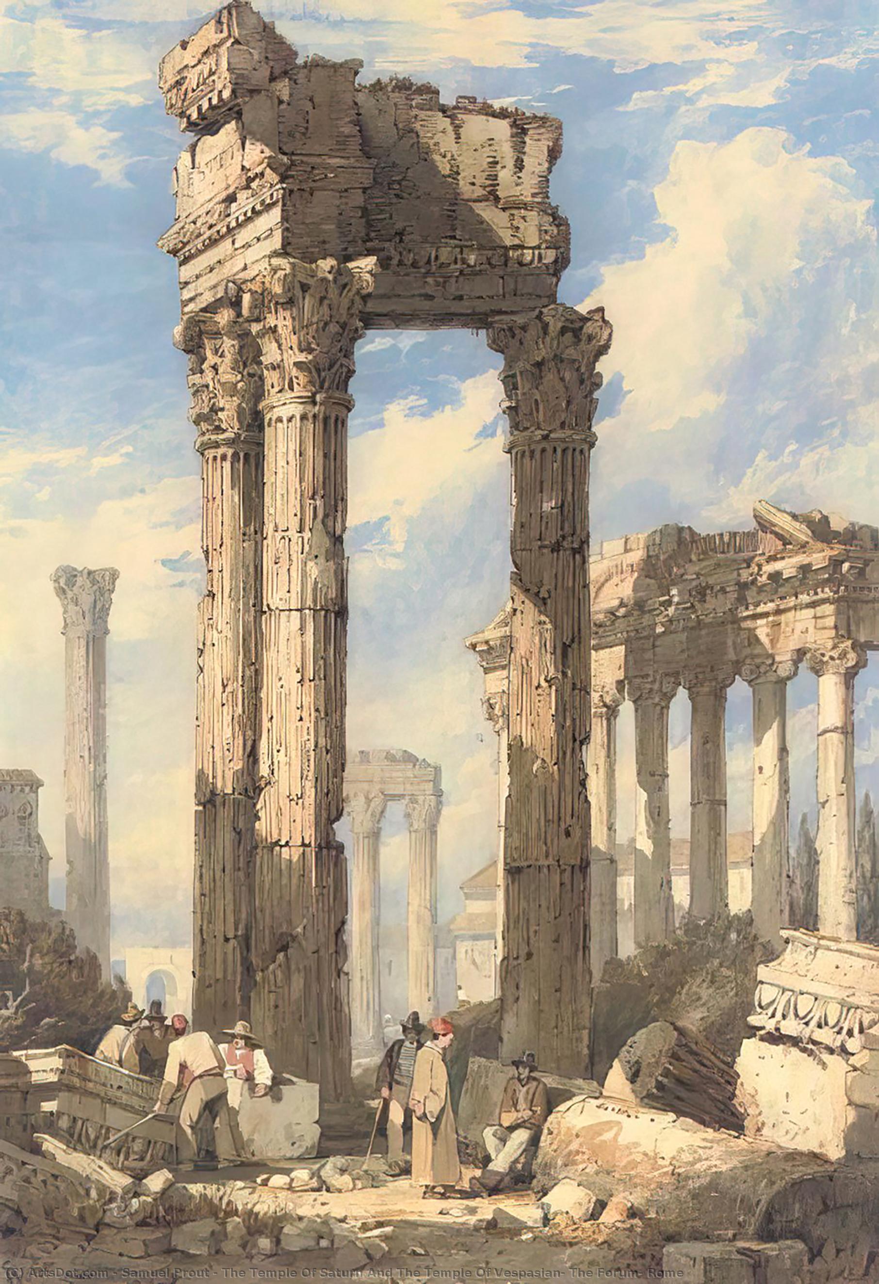 The Temple Of Saturn And The Temple Of Vespasian, The Forum, Rome — Samuel Prout