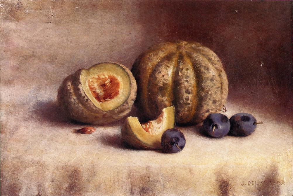 Still Life With Plums And Melons — Joseph Decker