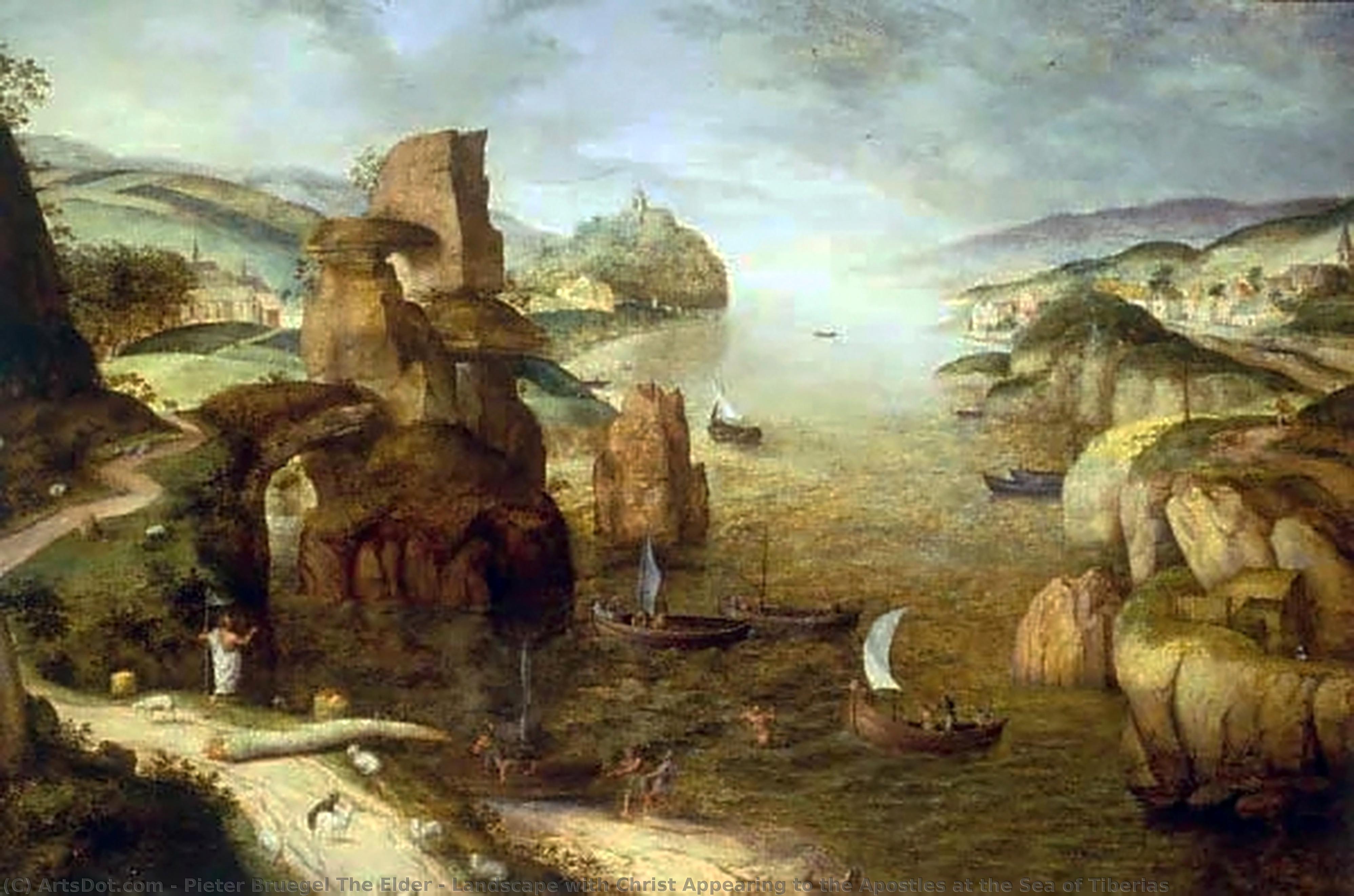 Landschaft Mit Der Erscheinung Christi An Den Aposteln Am See Genezareth — Pieter Bruegel Der Ältere