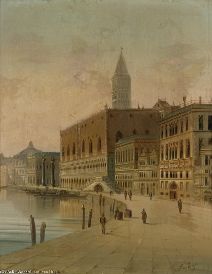Motiv Aus Venedig, Bezeichnet 'riva Dei Schiavoni Venezia' — August Von Siegen