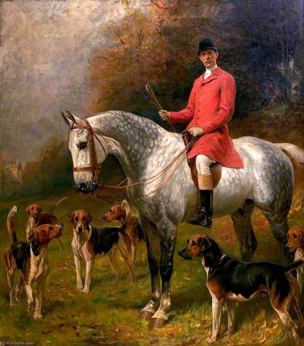 Equestrian Portrait Of Captain Burns Hartopp With Hounds — Arthur Stockdale Cope