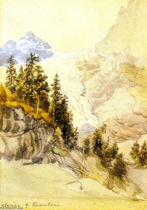 Preliminary Watercolor Sketch For 'the Glacier Of Rosenlaut] — John Edward Brett