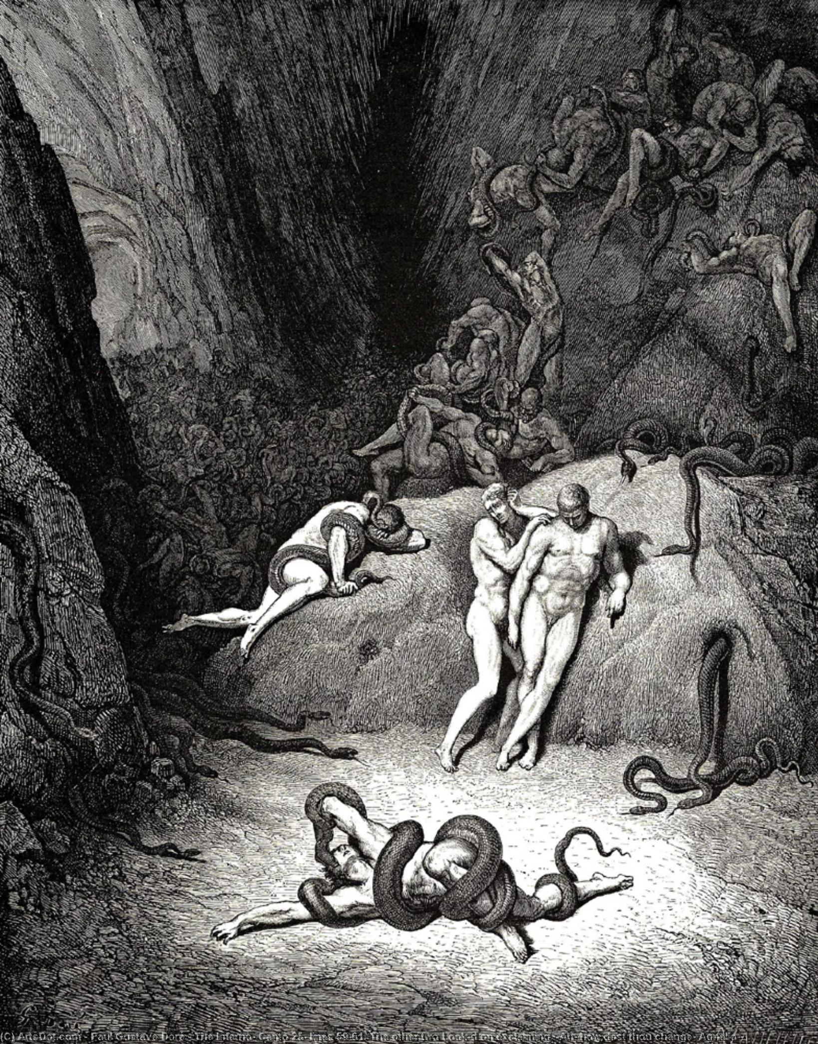 The Inferno, Canto 25, Lines 59-61. The Other Two Look’d On Exclaiming. “ah, How Dost Thou Change, Agnello!” — Paul Gustave Doré