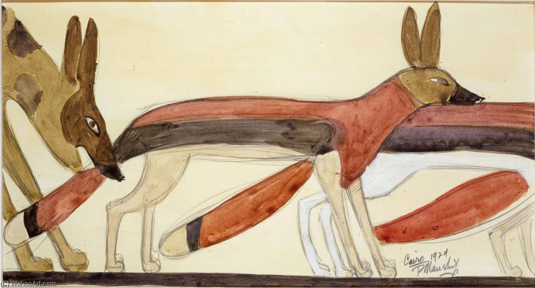 Sketch Of Egyptian Jackals — Paul Manship