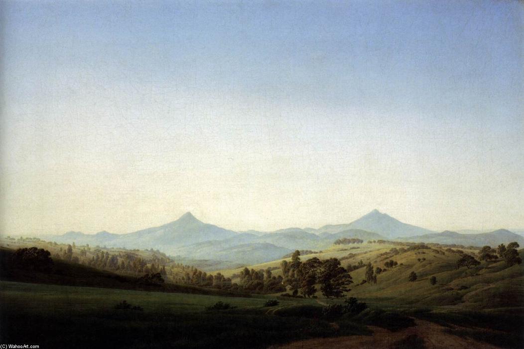 Paisaje Bohemio Con El Monte Milleschauer — Caspar David Friedrich