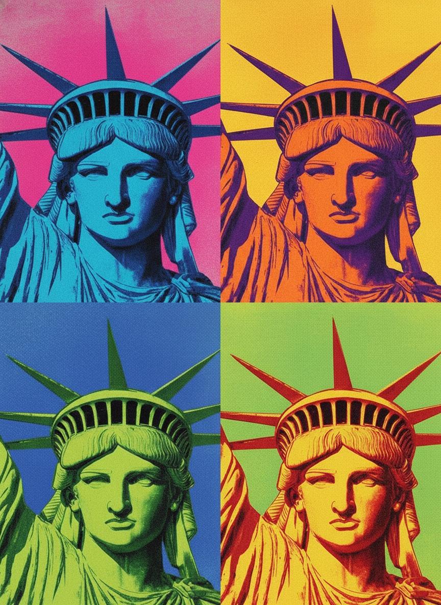 Chromatic Quadrants Of Liberty: A Monumental Study In Hyper-saturated Pop Art — Jean-paul Faubert