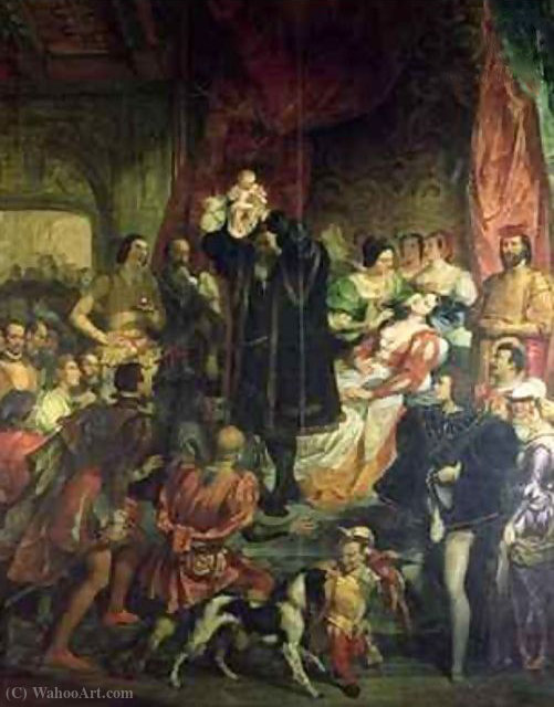 The Birth Of Henri Iv At The Castle Of Pau (1610) — Eugene Francois Marie Joseph Deveria