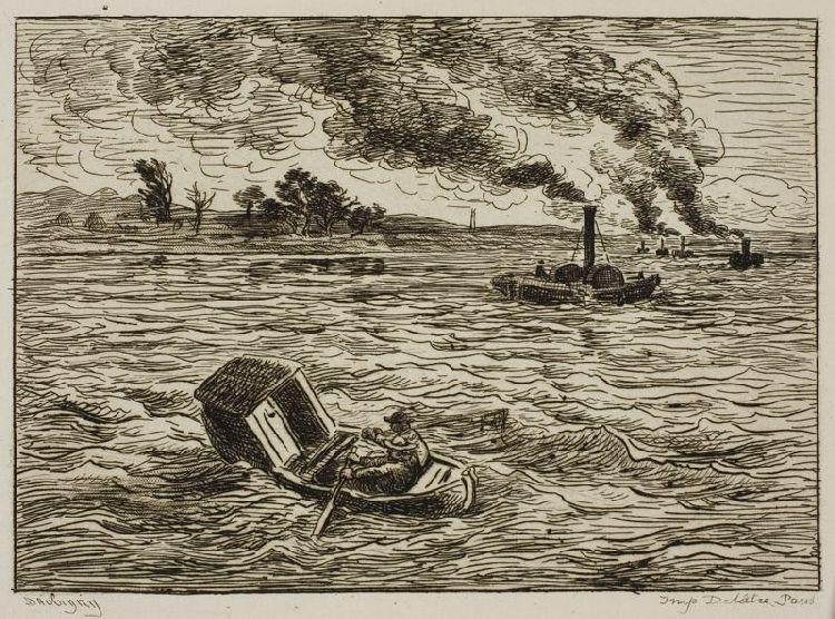 The Steamboats (steamy Harbor) — Charles-françois Daubigny