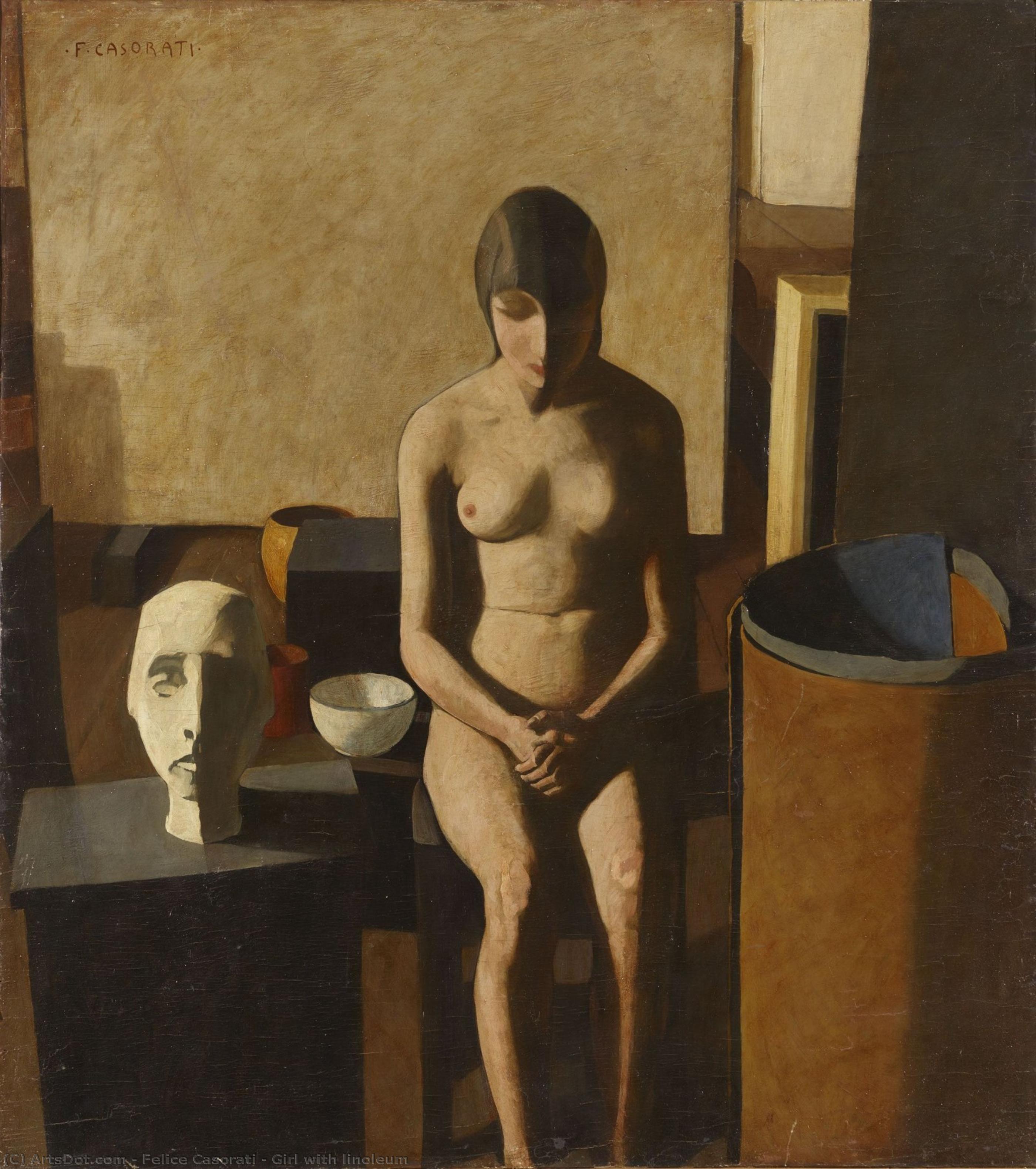 Girl With Linoleum — Felice Casorati