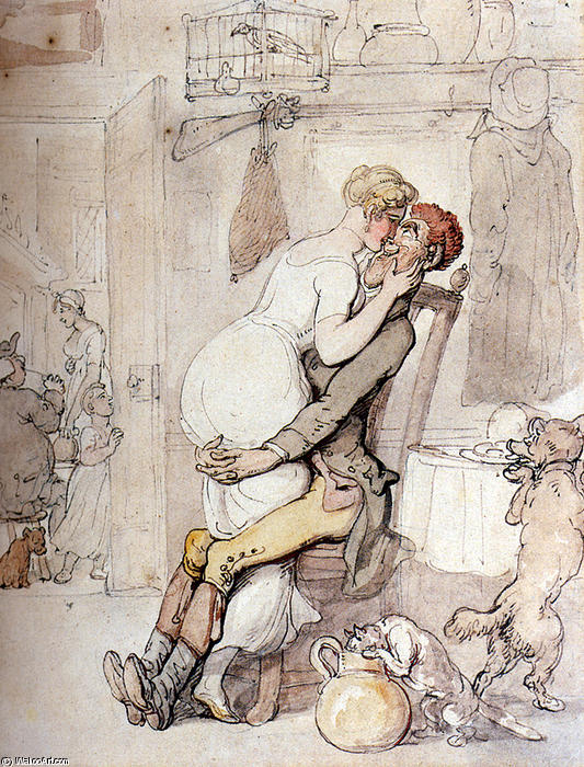 A Kiss In The Kitchen — Thomas Rowlandson