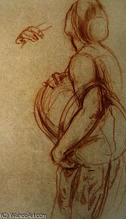 Study Of A Woman Holding A Basket For 'the Fruit — Charles Haslewood Shannon