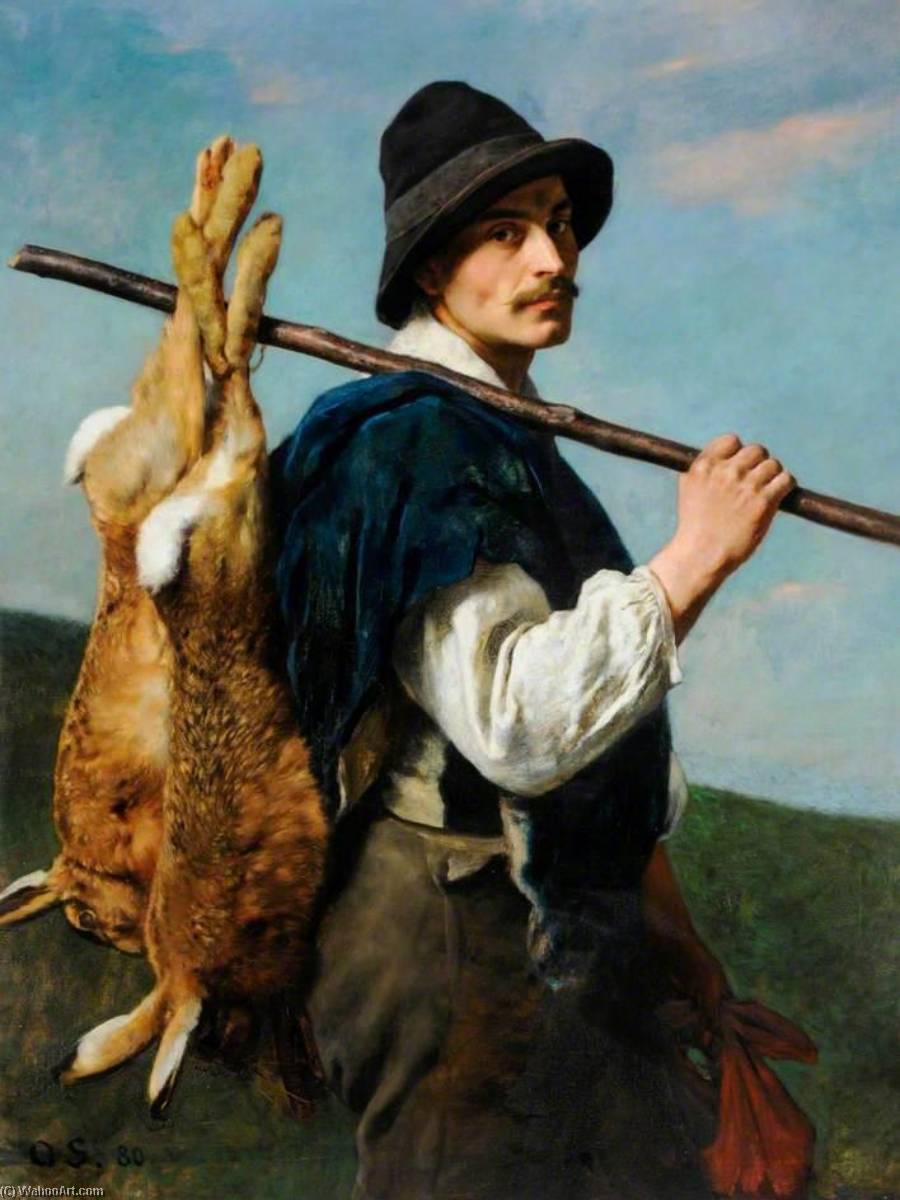 Man And Hares — Otto Scholderer