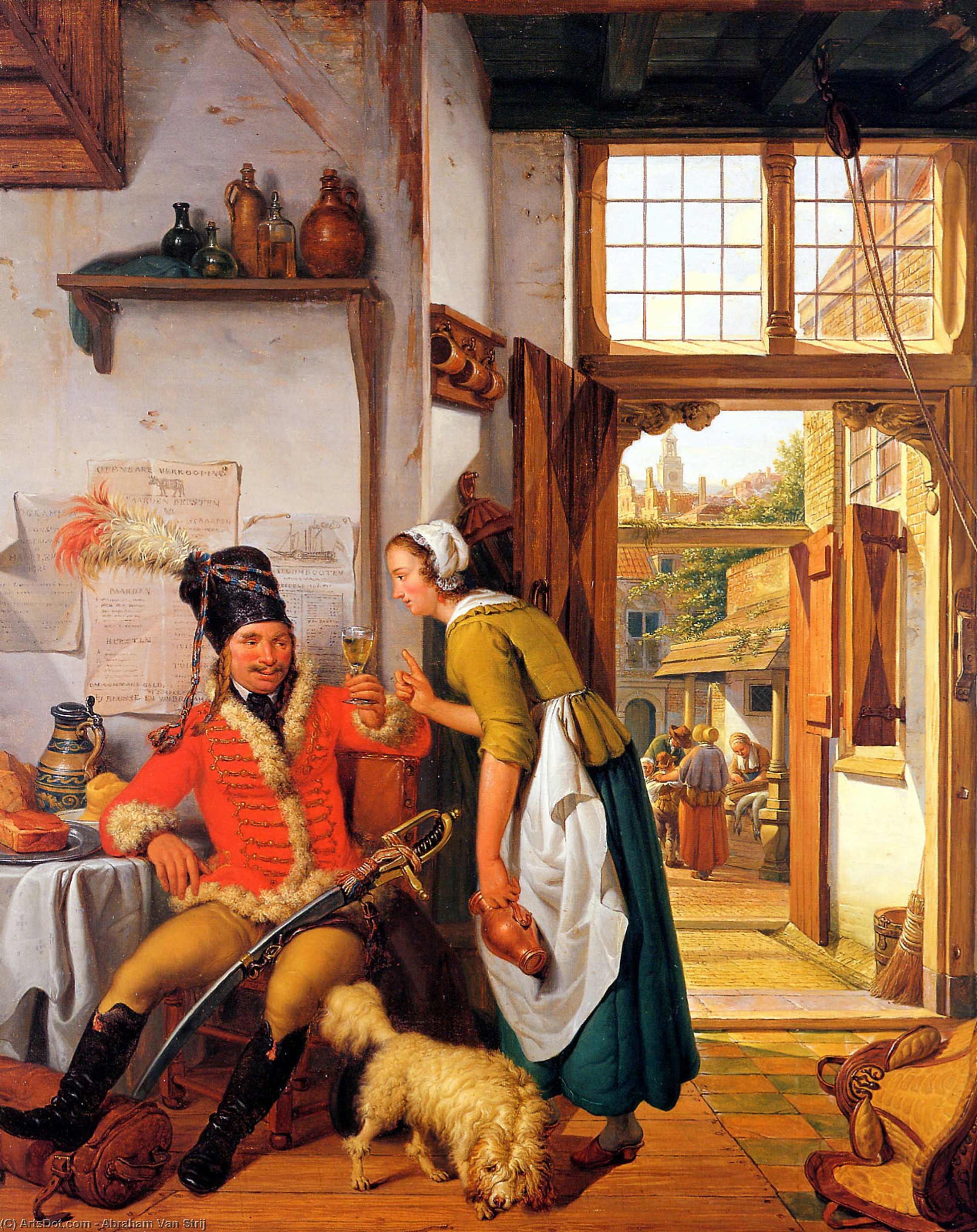 Interior With Soldier And Maid — Abraham Van Strij