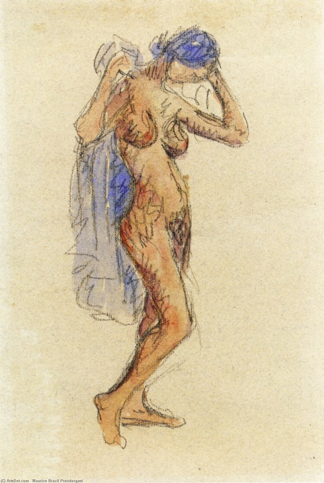 Nude Model With Drapery — Maurice Brazil Prendergast