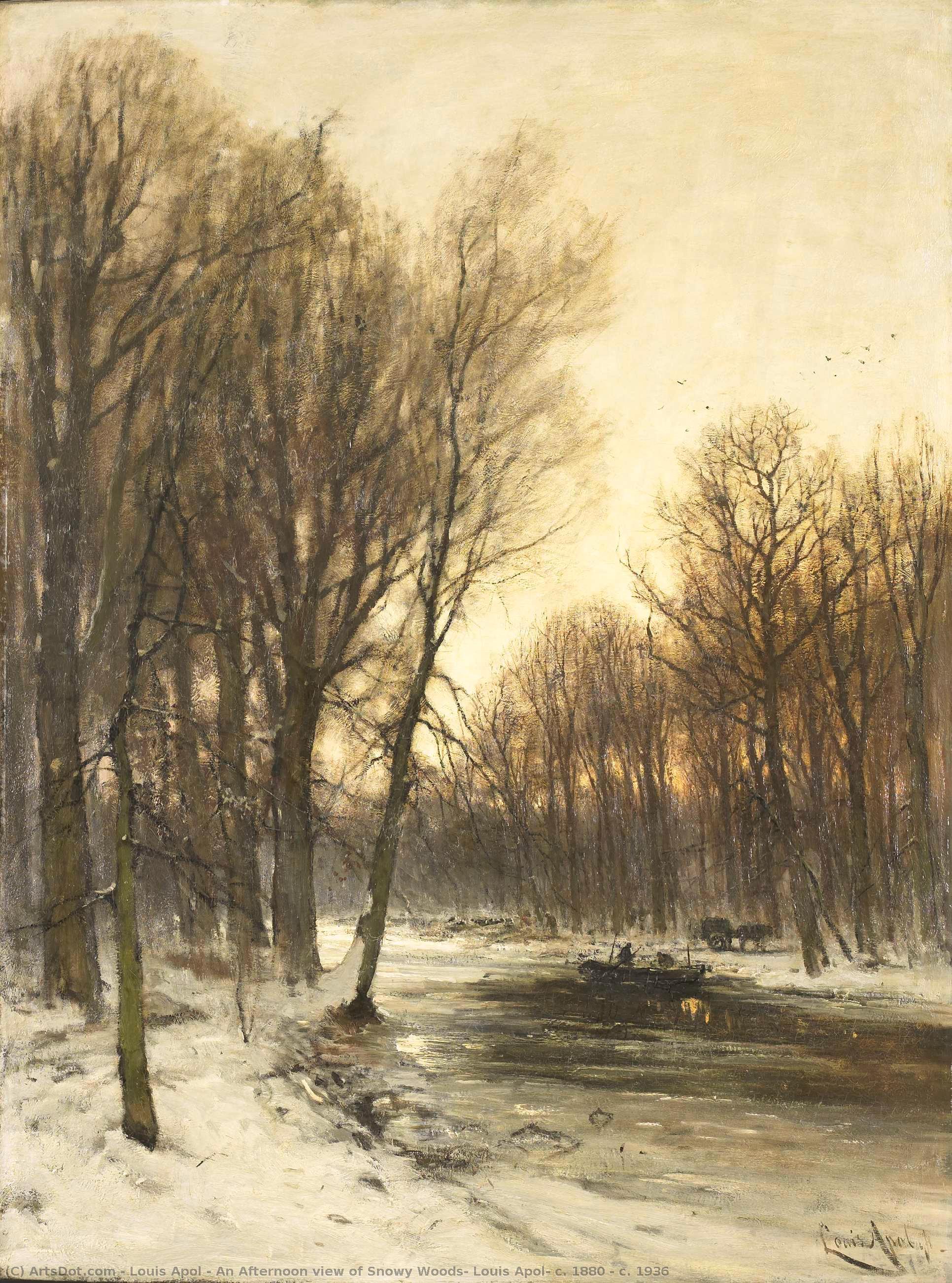An Afternoon View Of Snowy Woods, Louis Apol, C. 1880 - C. 1936 — Louis Apol