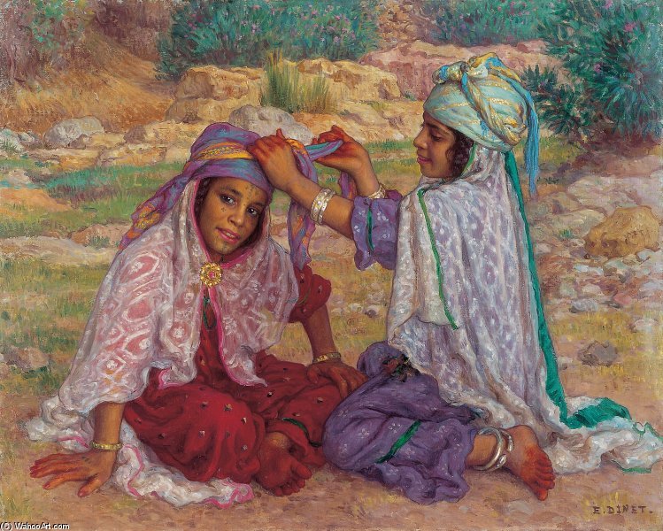 Jeune Fille Nouant Le Turban De Son Amie — Alphonse Etienne Dinet (nasreddine Dinet)