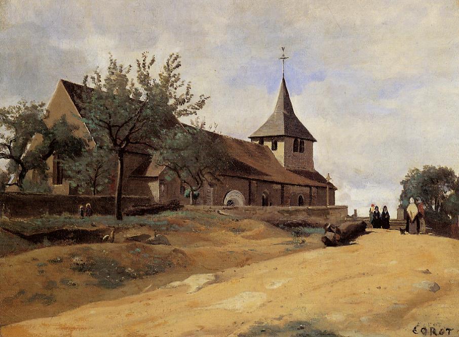 The Church At Lormes — Jean-baptiste-camille Corot