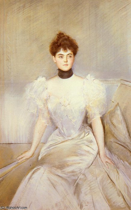 Portrait Of Lady With A Fan — Paul César Helleu