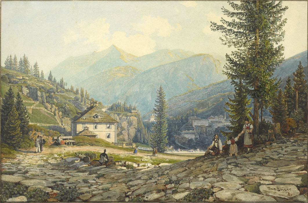 View Of The Residence Of Archduke Johann In Gastein Hot Springs — Thomas Ender