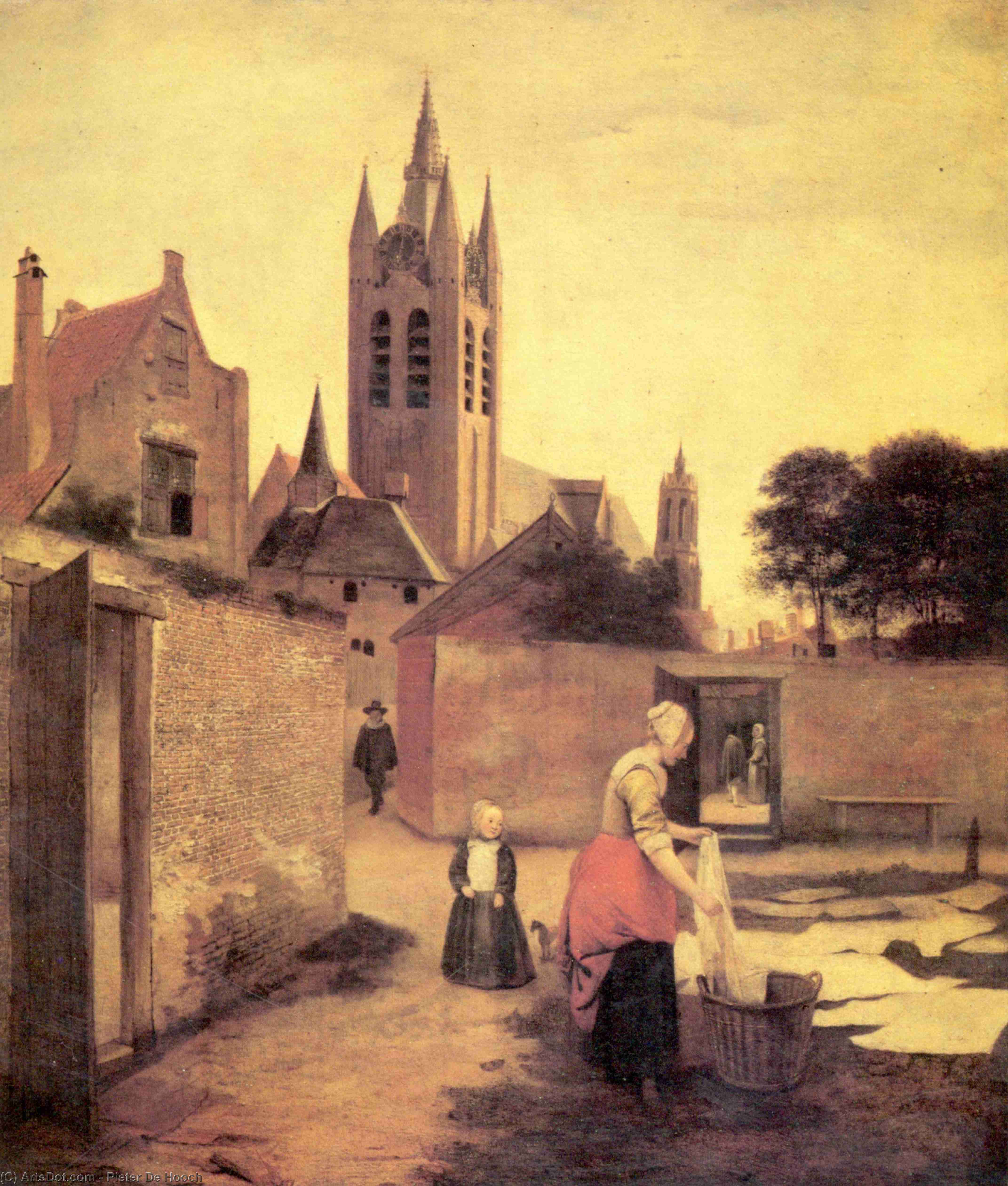 A Woman And A Child On A Bleichwiese — Питер Де Хух