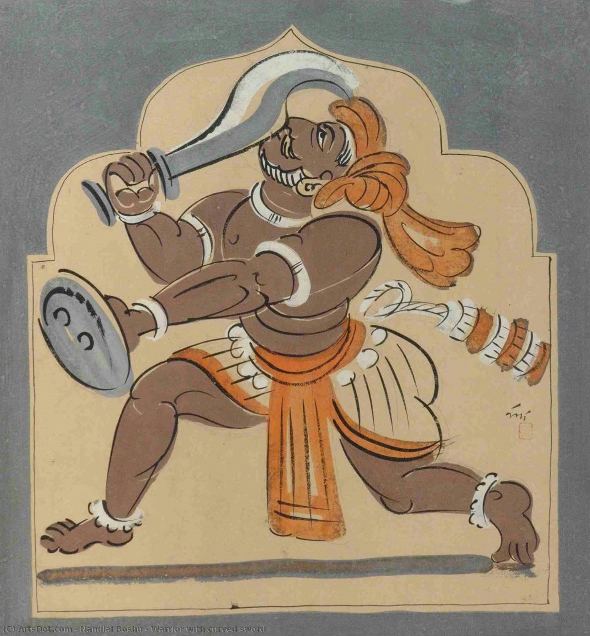 Warrior With Curved Sword — Nandlal Boshu