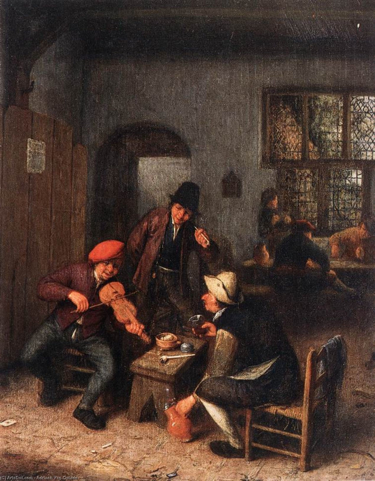 Interior Of A Tavern With Violin Player — Adriaen Van Ostade