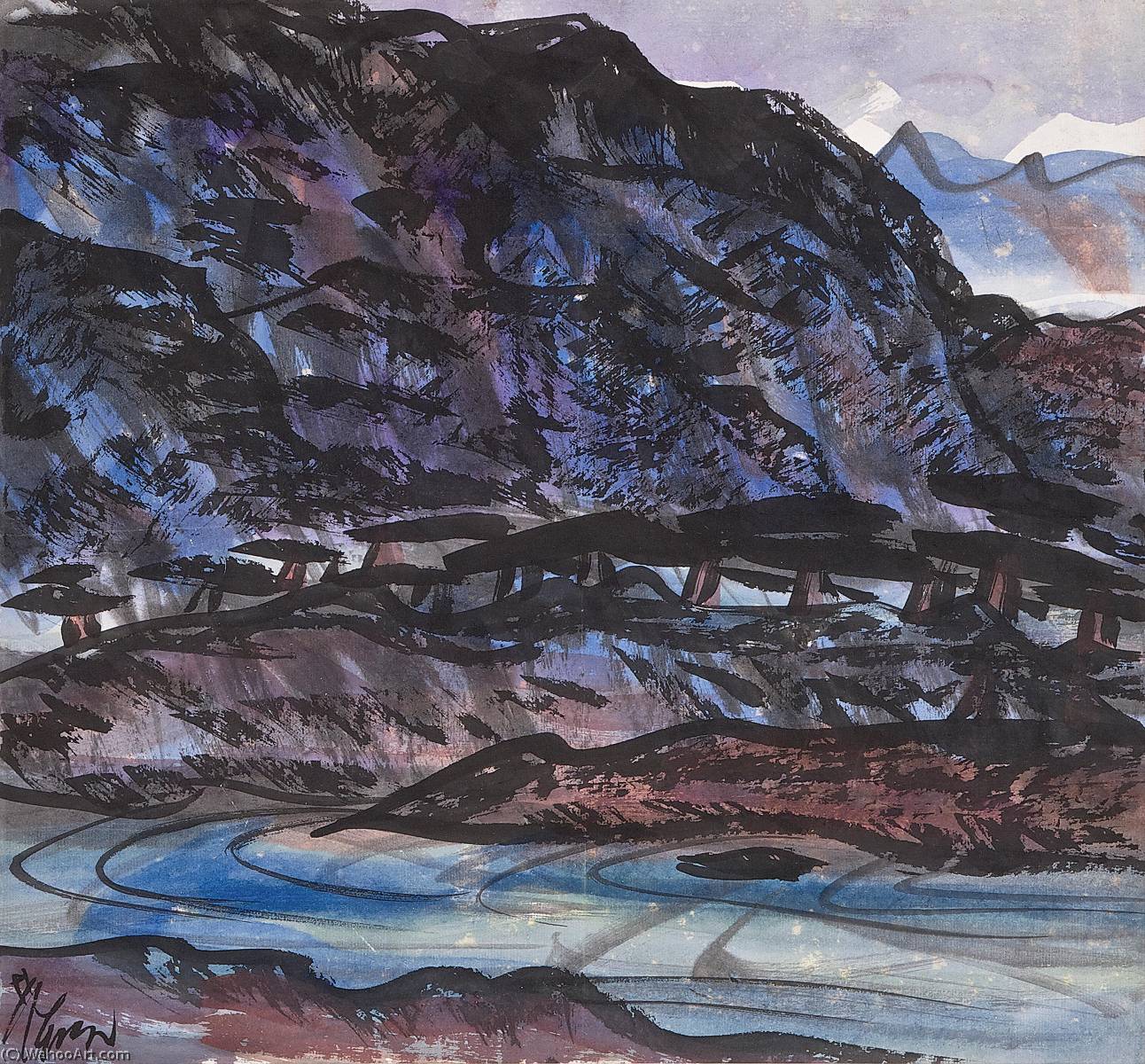 Along The Shore — Lin Fengmian Flying Geese Over The Lotus Pond