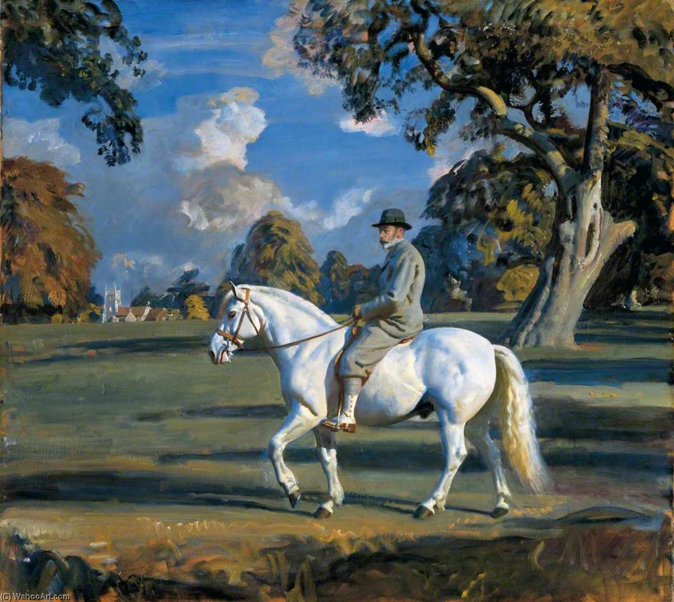 King George V Riding His Favourite Pony 'jock' In Sandringham Great Park — アルフレッド・ミュニングス