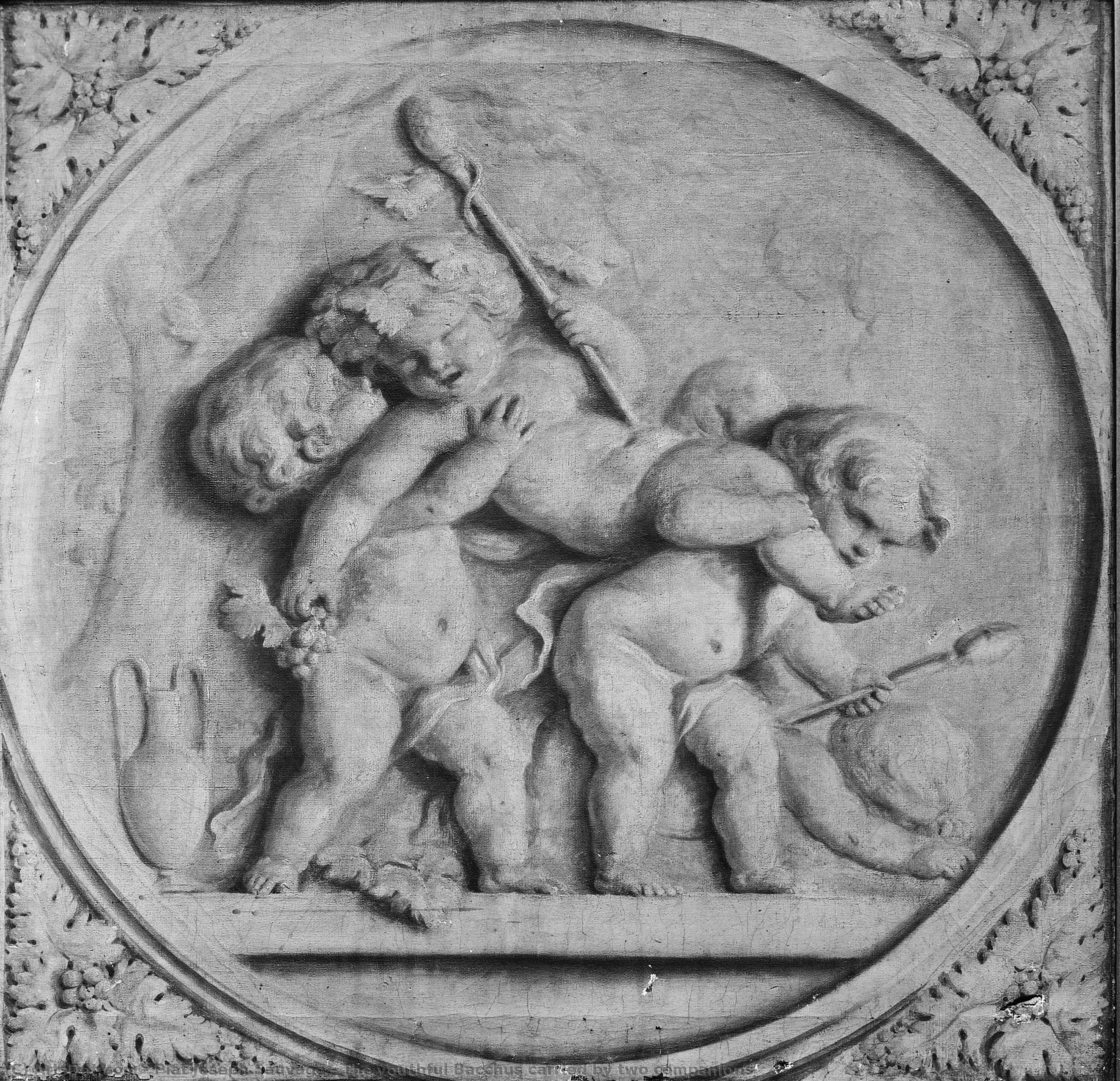 The Youthful Bacchus Carried By Two Companions — Piat Joseph Sauvage