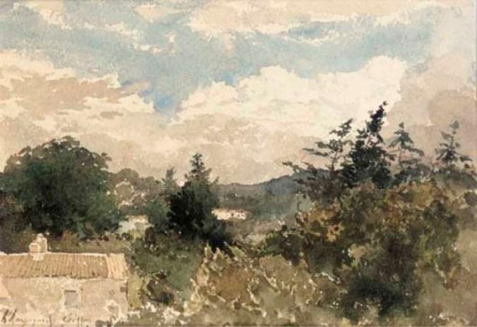 A Hilly Landscape With A House In The Foreground; And A Winter Landscape — Henri-joseph Harpignies