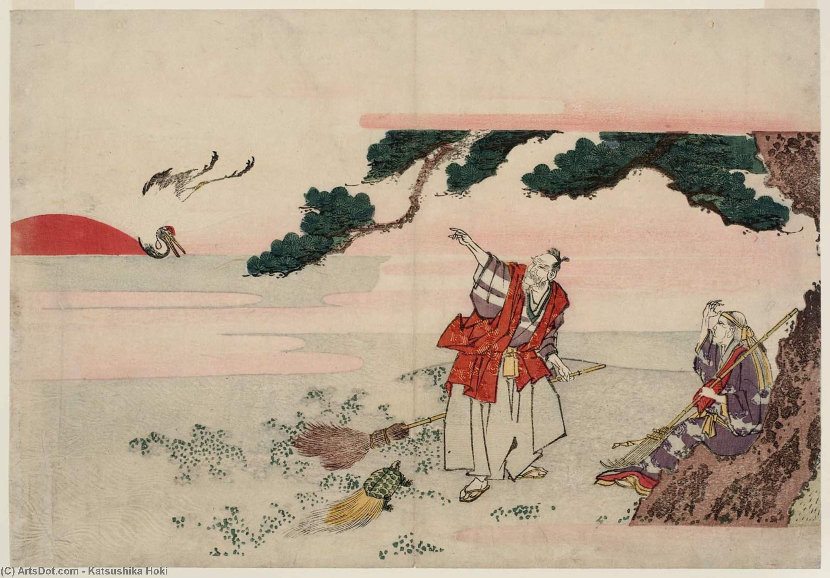 Jo And Uba, The Spirits Of The Pine Trees Of Takasago And Sumiyoshi — Katsushika Hokusai