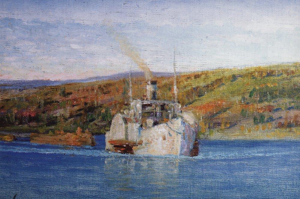 Oka River. Vladimir Steamer Converted Into A Tow. — Vasily Dmitrievich Polenov